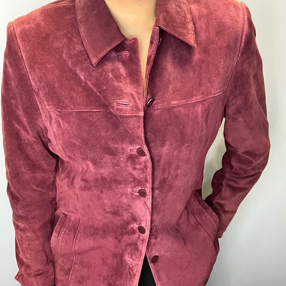 Kate Hill Leather Jacket, Mauve, Preloved, Size Large